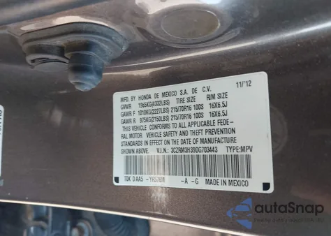 2013 Honda Cr-V Lx из США, поврежденный, VIN 3CZRM3H39DG703443